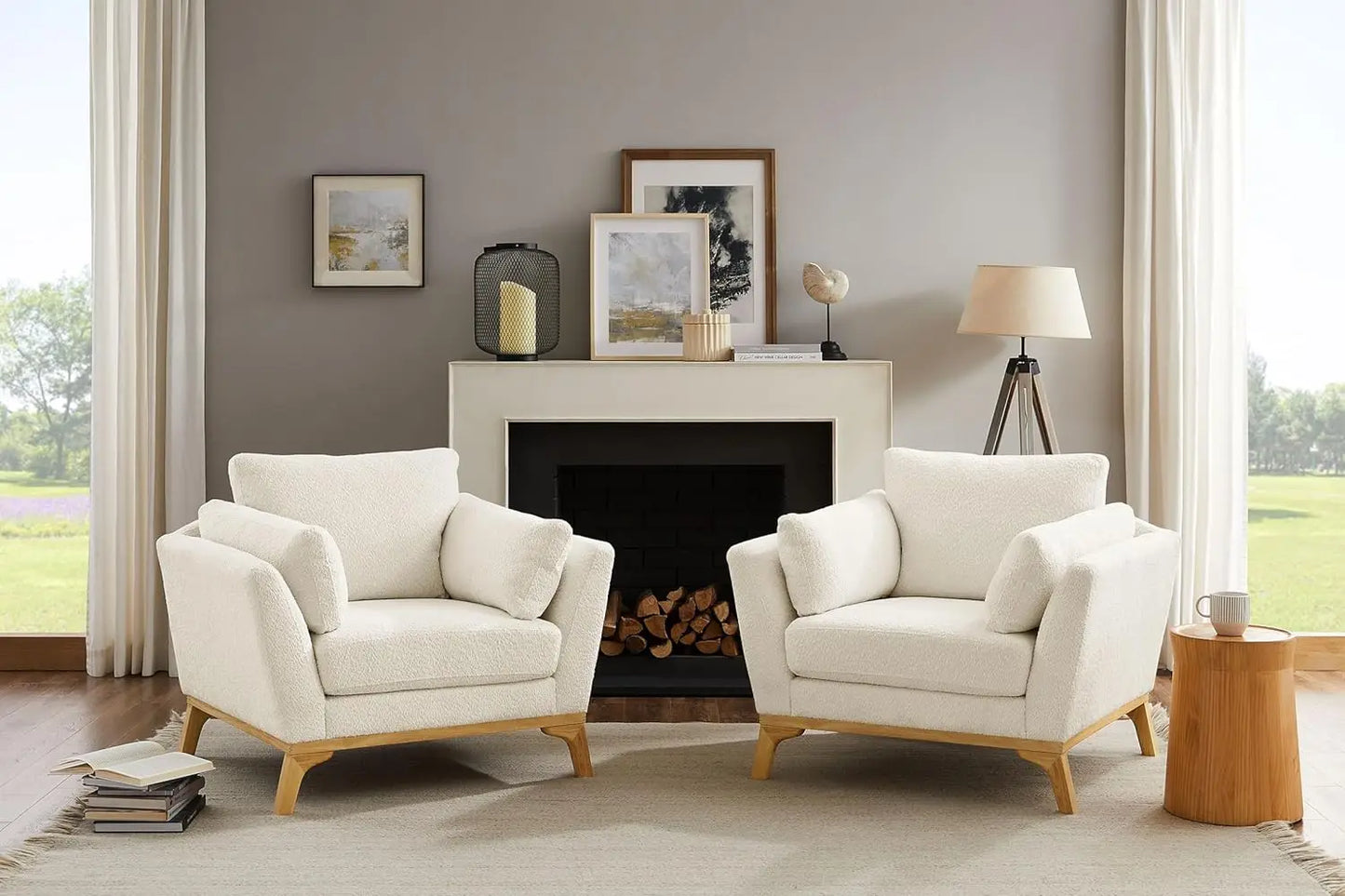 Boucle Upholstered Accent Chair For Living Room And Bedroom