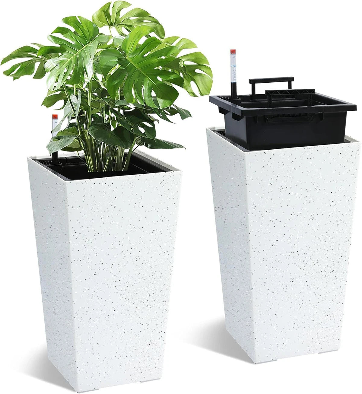 TWISTER.CK Rectangular Planters Set Of 2 With Drainage Holes