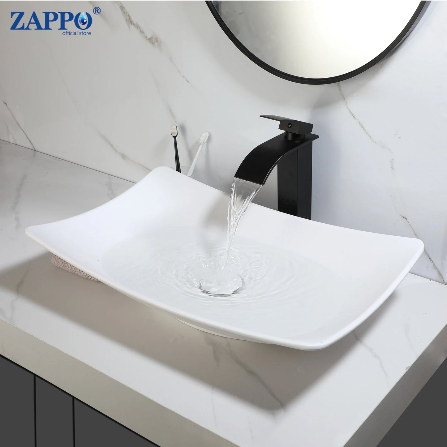 ZAPPO Commercial Bathroom Vessel Sink Large Vessel Sink Bowl With Faucet Above Counter Top Oval Bowl Sinks For Bathroom,Hotel