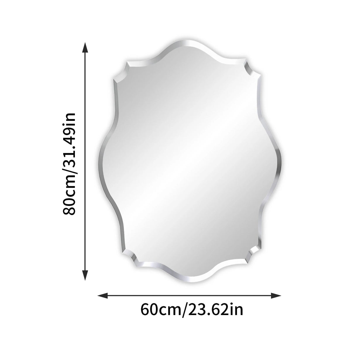 Wall Mirror Scalloped Frameless Beveled Edge Polished for Bathroom, Living Room, Vanity, Bedroom The Pet & Home Store