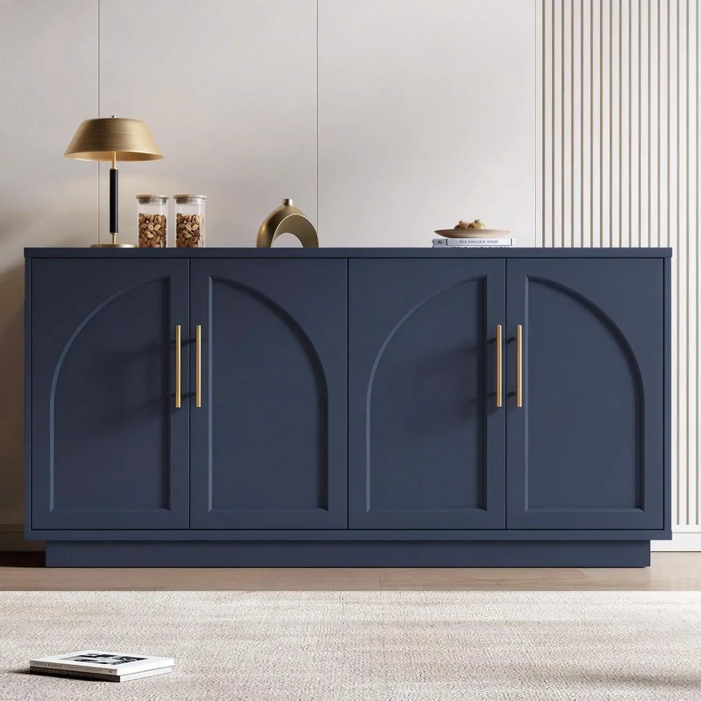 Buffet Cabinet With Glass Doors Modern Arched Sideboard