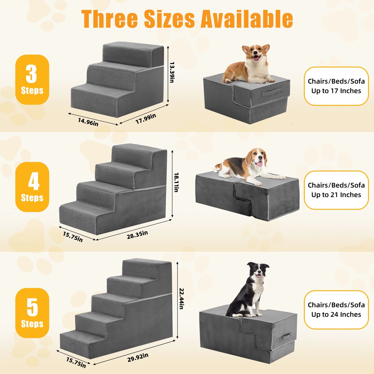 JHK Right Angled Foam Dog Steps Ramp For Small Dogs