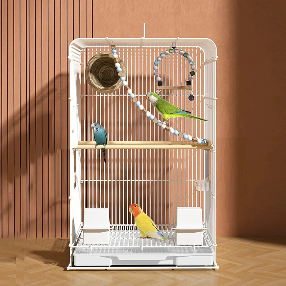 Wrought Iron Bird Cage Lightweight Portable Parrot Cage Removable Tray Large Bird Carrier for Indoor Outdoor Home Bird Feeding