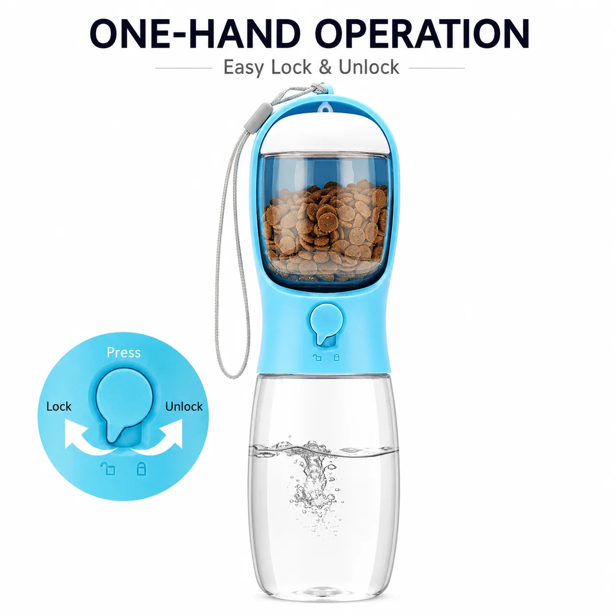 3 In 1 Portable Pet Water Bottle With Food Dispenser