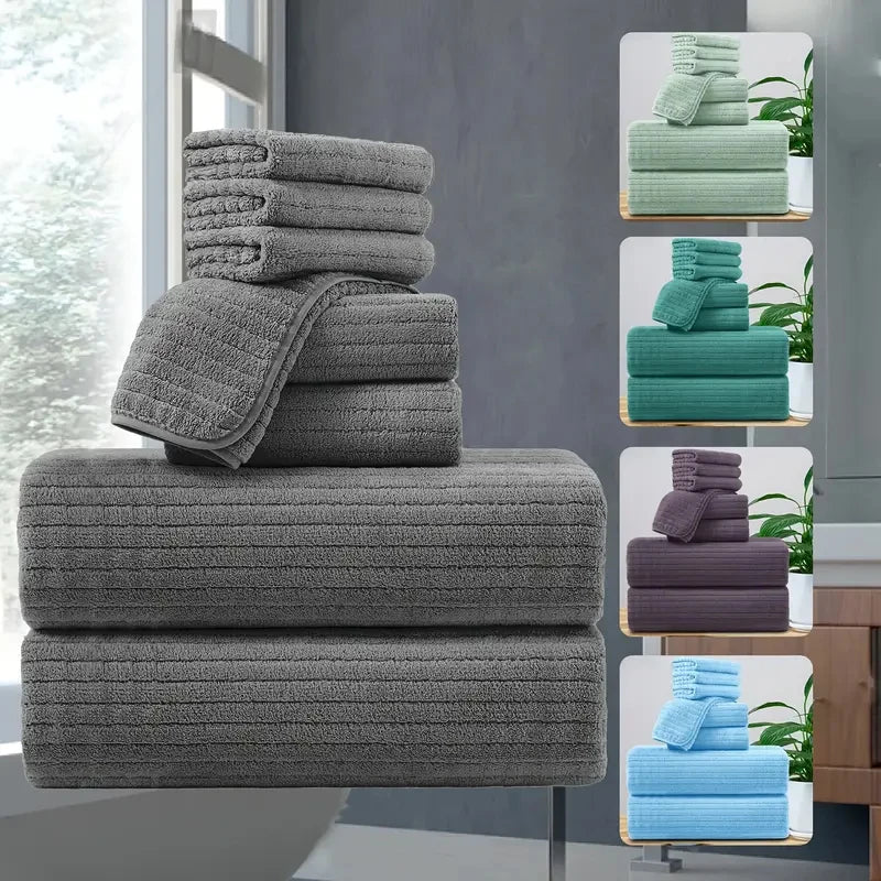 8 Piece Bath Towel Set Absorbent Quick Dry For Gym The Pet & Home Store