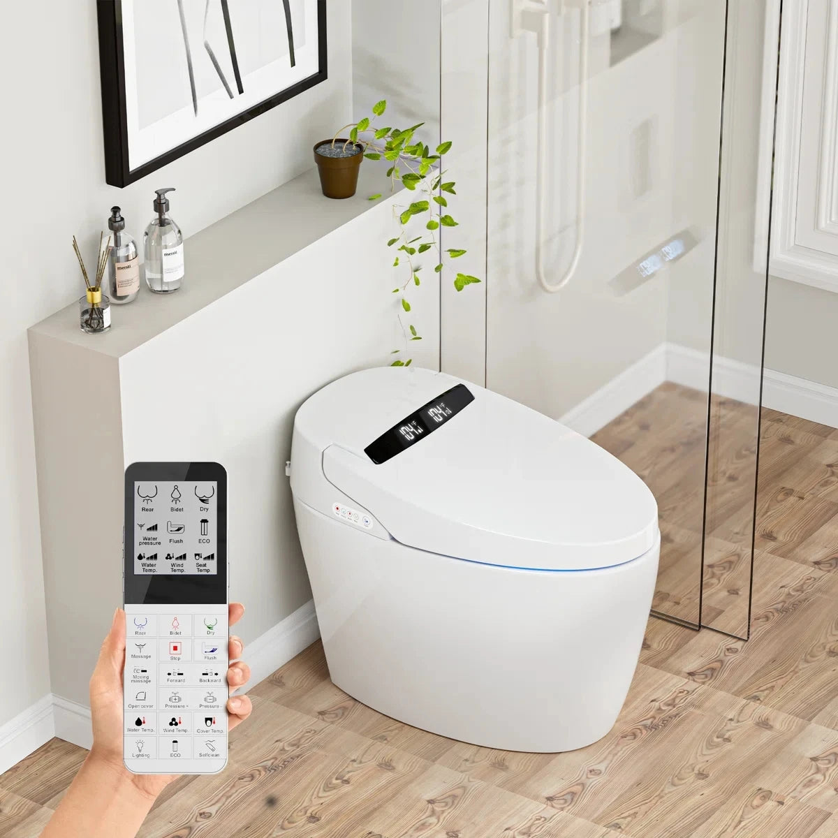 Smart Toilet With Tankless Bidet, Auto Open Lid, Dual Flush