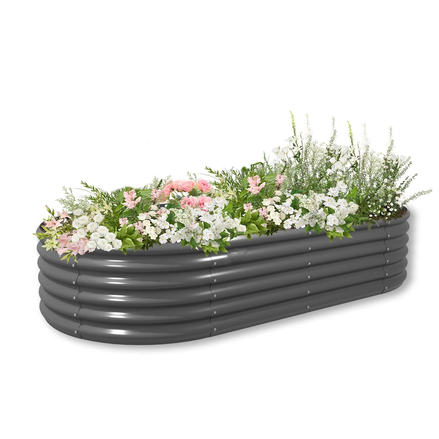 Tramull Galvanized Oval Raised Garden Bed For Vegetables Herbs