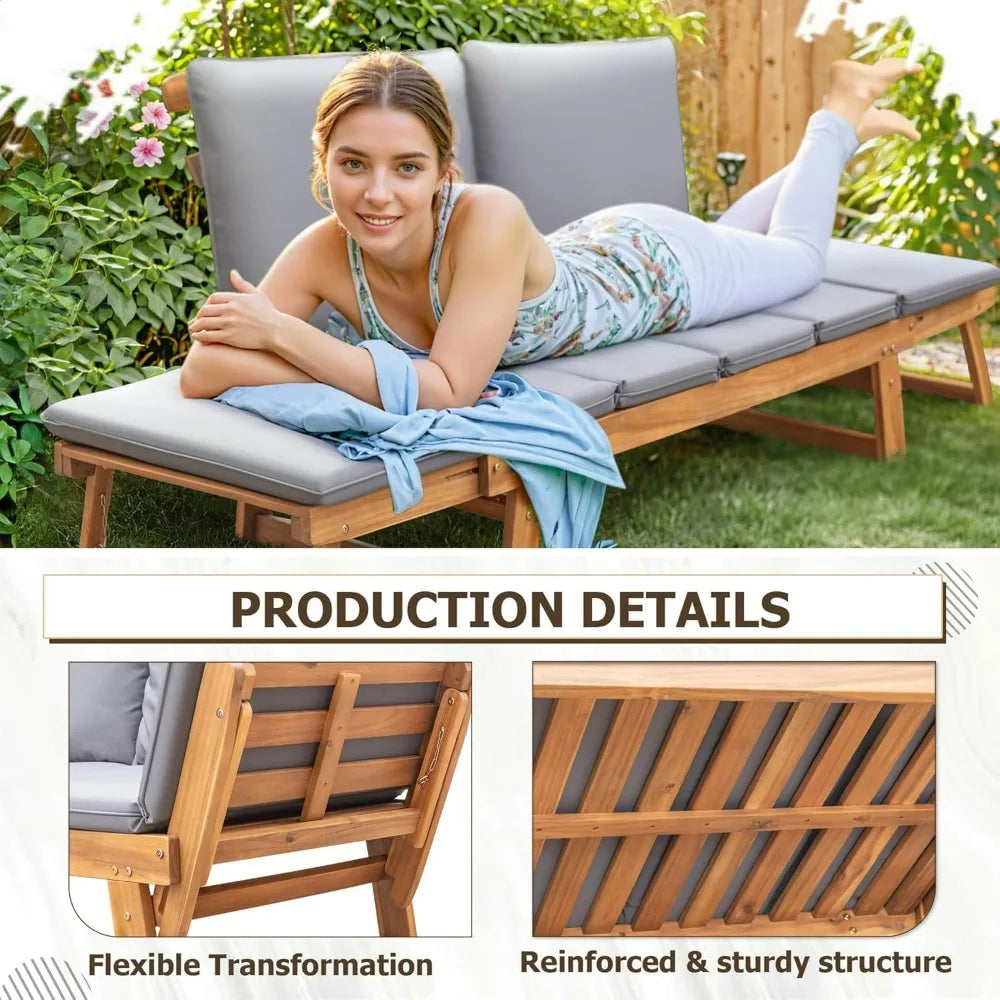 Outdoor Acacia Wood Patio Couch With Adjustable Armrests The Pet & Home Store