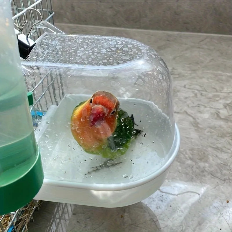 Transparent Bird Bath Tub Splashproof PP Shower For Parrots Conures