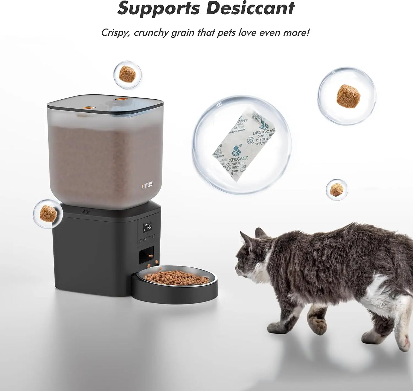 Automatic Dog Feeder 8L/34 Cups with LCD Screen, Timed Cat Feeder, Up to 50 Portions 6 Meals Per Day
