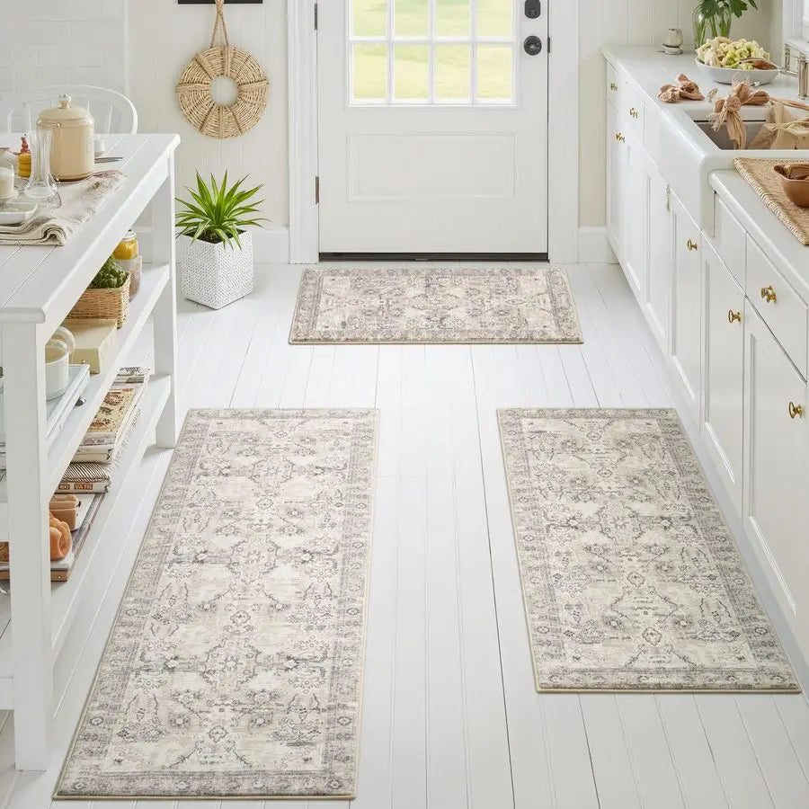 Boho Kitchen Rug Trio Non Slip Washable Floor Mats