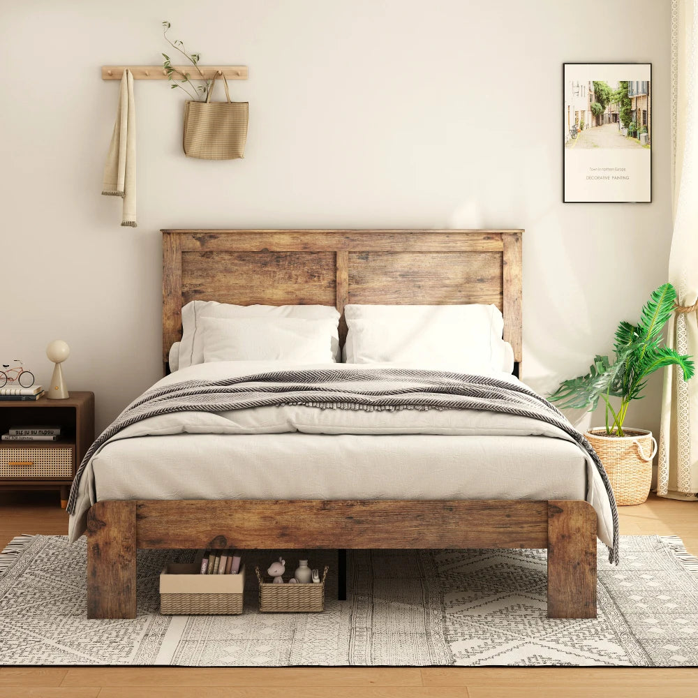 Bed Frame King Size, Wood Platform Bed Frame , Noise Free,No Box Spring Needed and Easy Assembly Tool,Large Under Bed Storage The Pet & Home Store