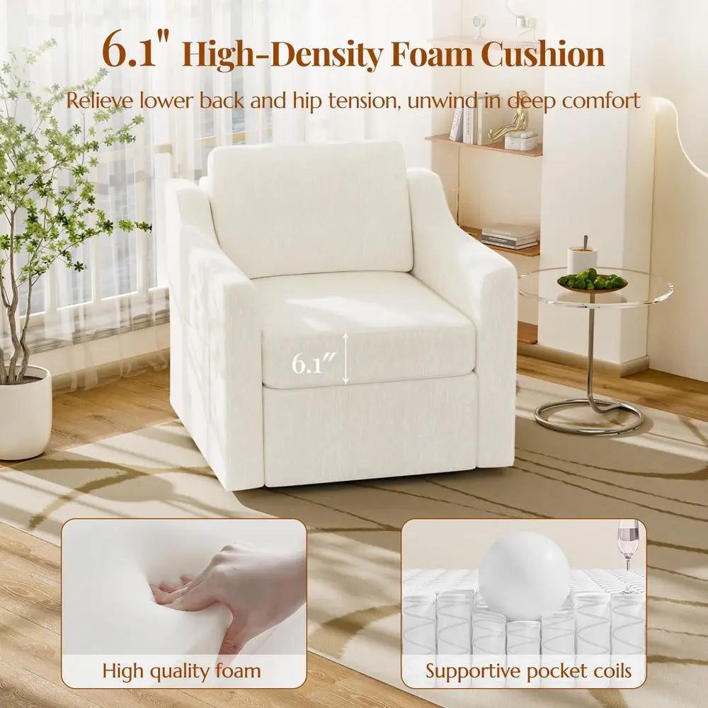360° Swivel Accent Chair Set o 2, Large Comy Reading Chairs, Square Single-Seat Armchair Upholstered Soa or Reading, Nursery, Li The Pet & Home Store