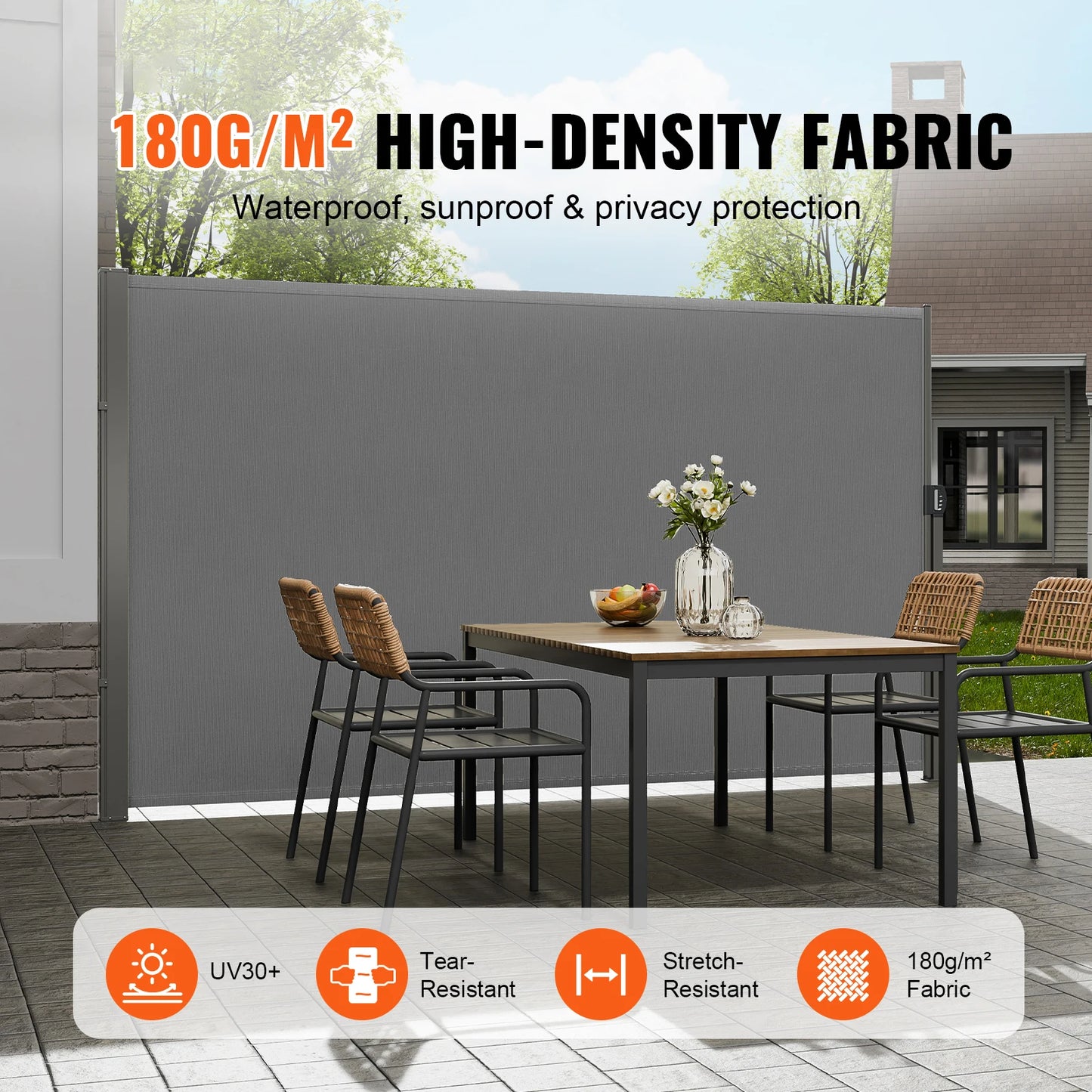 SucceBuy Retractable Side Awning Privacy Screen Polyester UV 30 Divider
