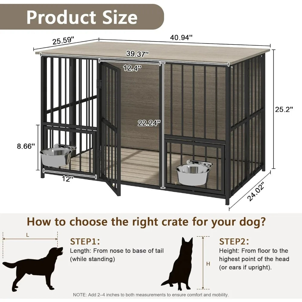 Foldable Wooden Dog Crate Table With Storage Top Easy Assembly