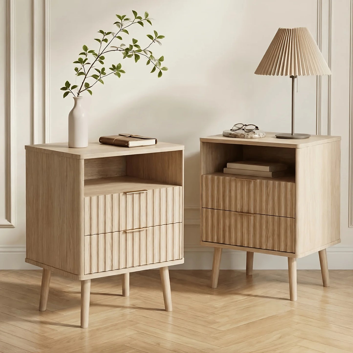 PIYRQ Set Of 2 Nightstands Modern Bedside Tables With Drawers
