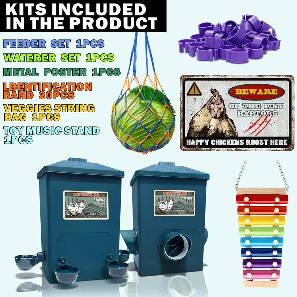 Automatic Port and Cup Chicken Waterer Set for Coop