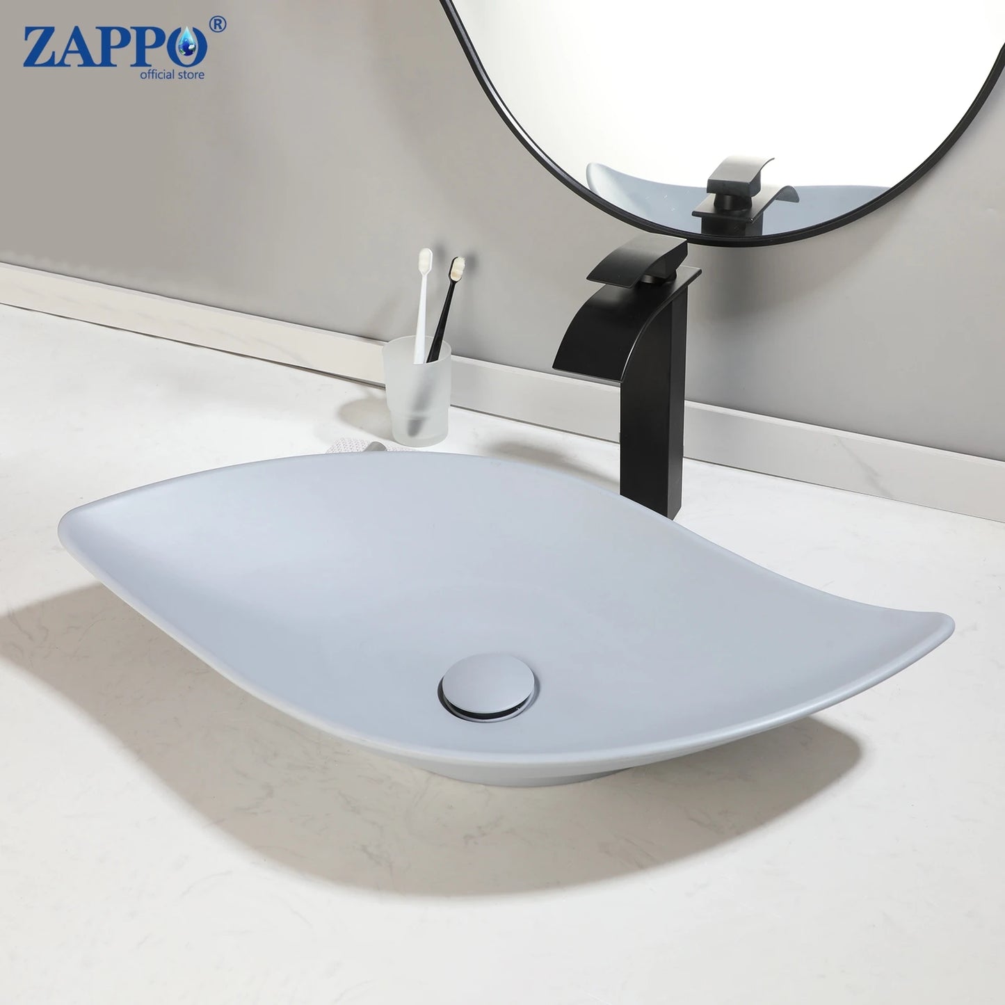 ZAPPO Commercial Bathroom Vessel Sink Large Vessel Sink Bowl With Faucet Above Counter Top Oval Bowl Sinks For Bathroom,Hotel