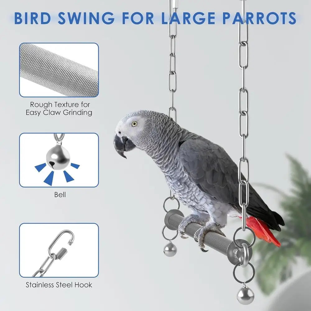 Large Bird Swing, Hanging Heavy Duty Parrot Swings Perches Stand Toys, Claw Grinding Birdcage Accessories for African Grey Cocka The Pet & Home Store