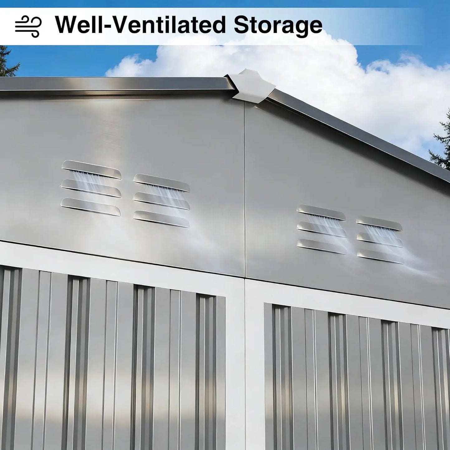 Grey Metal Waterproof Outdoor Storage Shed With Door And Lock