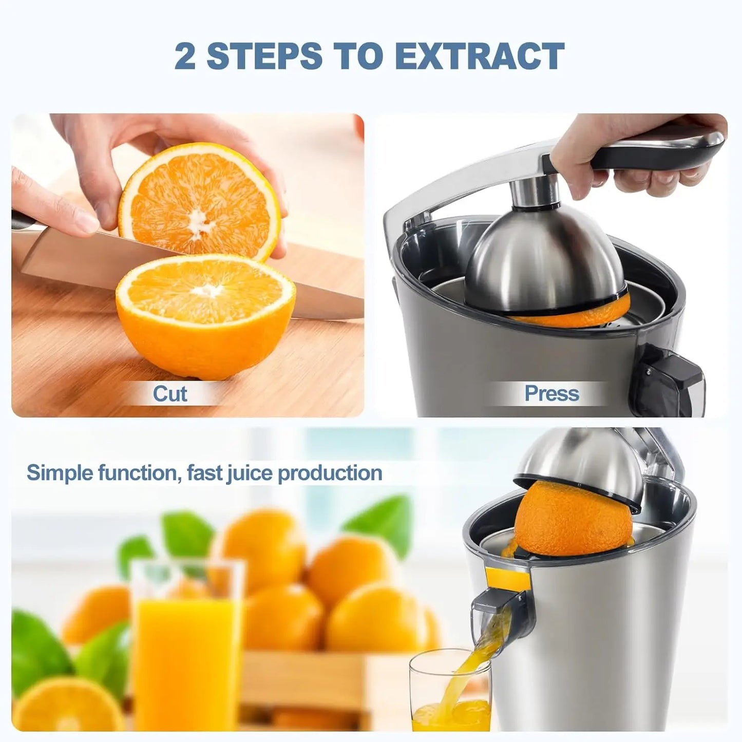 Electric Citrus Juicer Automatic Orange Lemon Squeezer One Touch