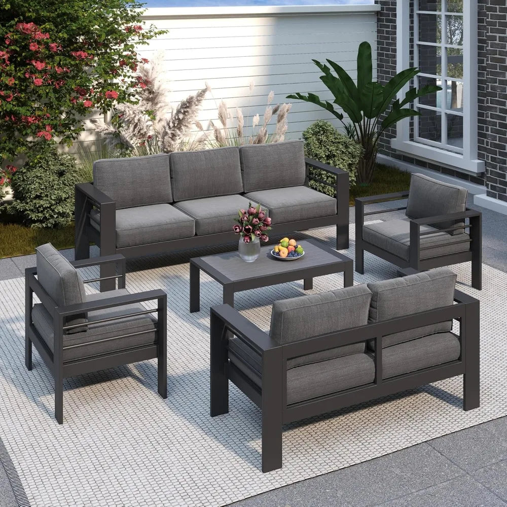 Aluminum Patio Furniture Set for All Weather, Oversized Metal Outdoor Furniture Set with 27.5" Deep Seating, Customized