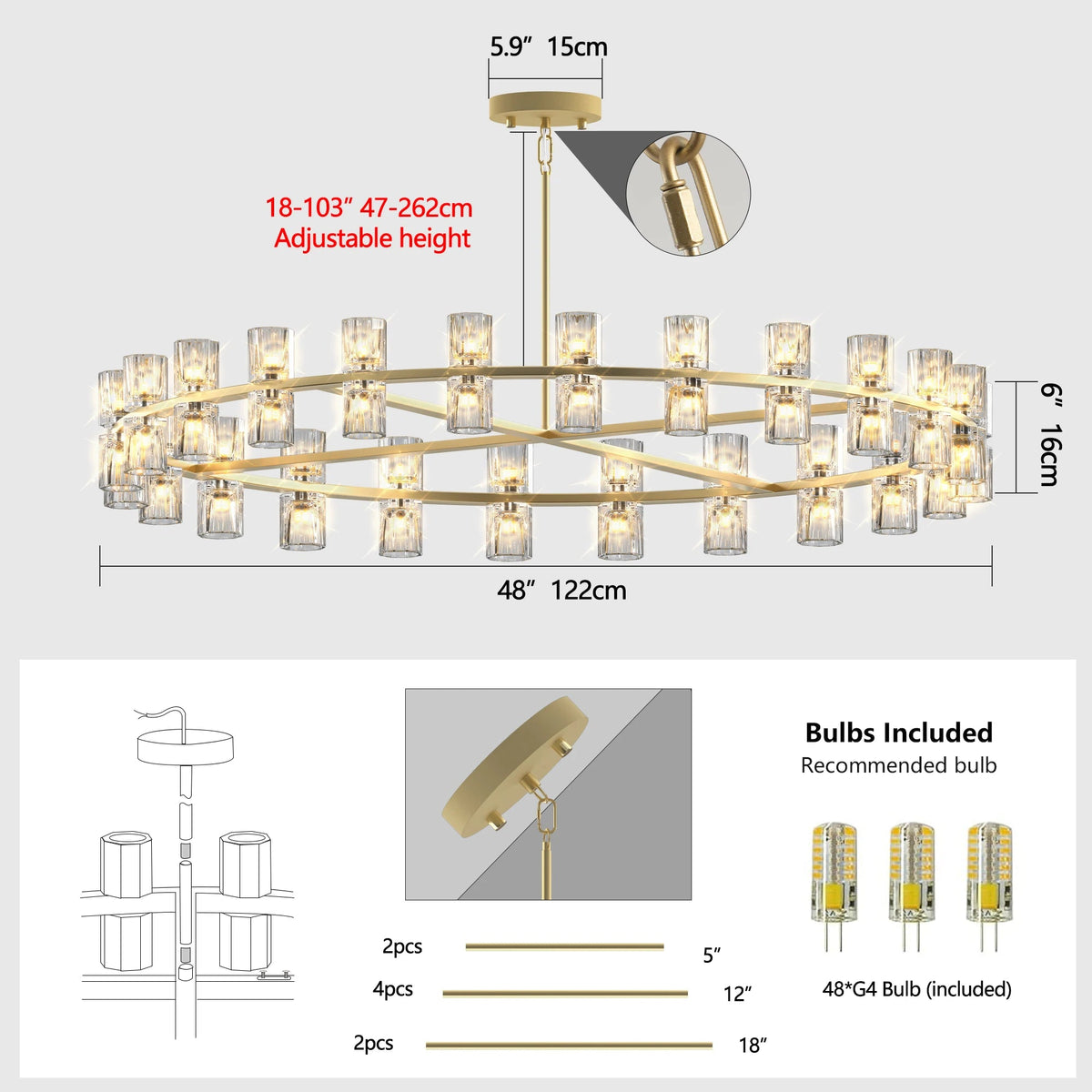 23.6" Luxury x Crystal Chandelier The Pet & Home Store