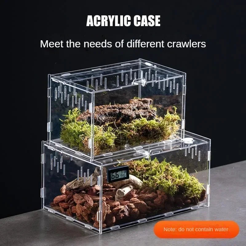 Acrylic Reptile Breeding Box Terrarium Enclosure Transparent