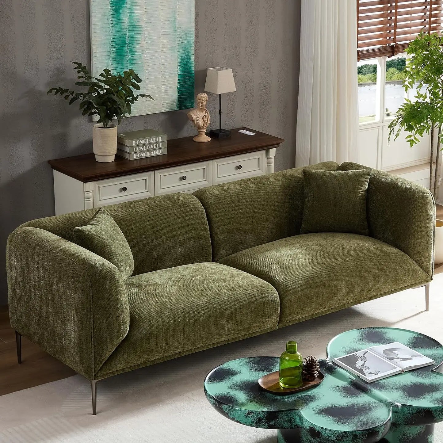 Meetaking Modern Boucle Sofa 3 Seater Upholstered Couch With Legs