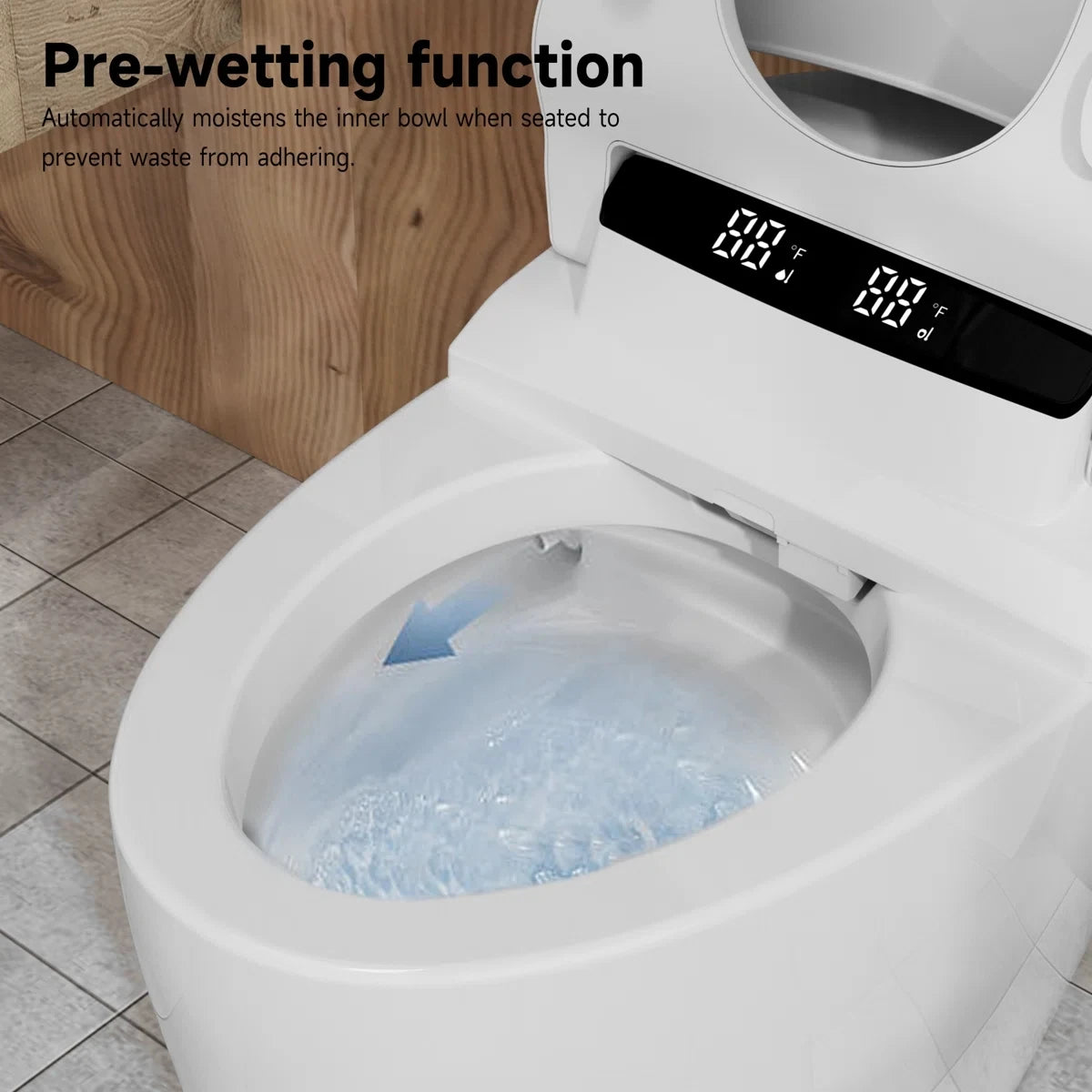 Smart Toilet With Tankless Bidet, Auto Open Lid, Dual Flush