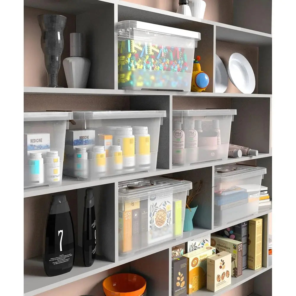 Plastic Stackable Storage Box With Handle And Lid Multi Pose