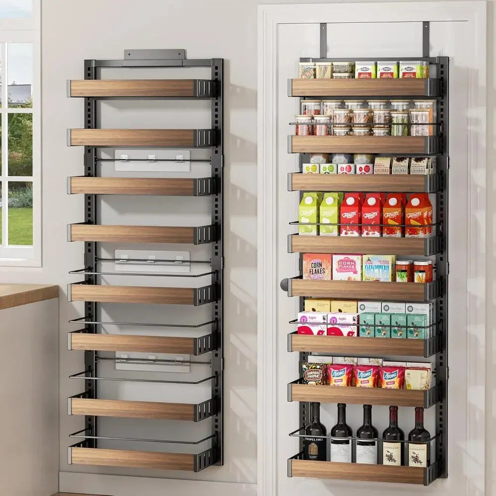 8 Tier Over the Door Pantry Organizer, 2-in-1 Wall Mount or Hanging Spice Rack Seasoning Shelf with Adjustable Baskets The Pet & Home Store