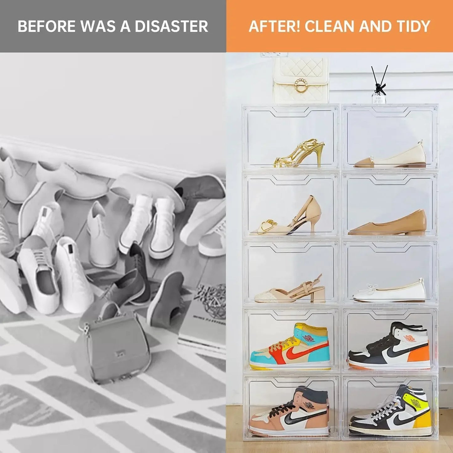 Magnetic Acrylic Clear Shoe Boxes 360 Degree Stackable Sneaker Display