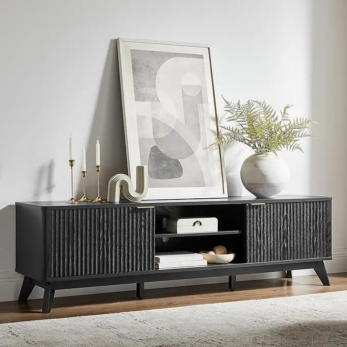 Guangbai Mid Century Modern Fluted TV Stand Entertainment Center