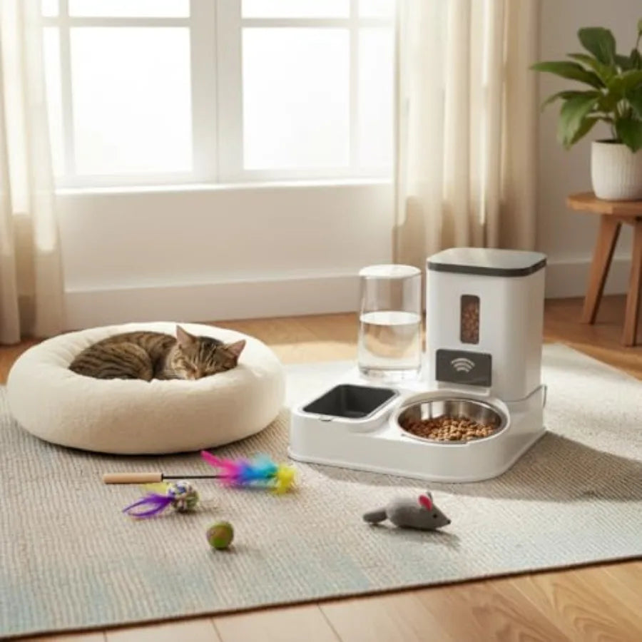 Automatic Pet Feeder And Water Dispenser For Cats And Dogs