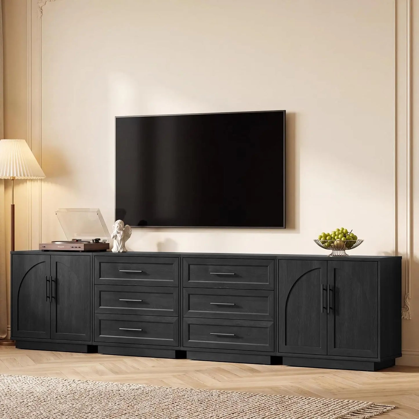 Buffet Cabinet With Glass Doors Modern Arched Sideboard