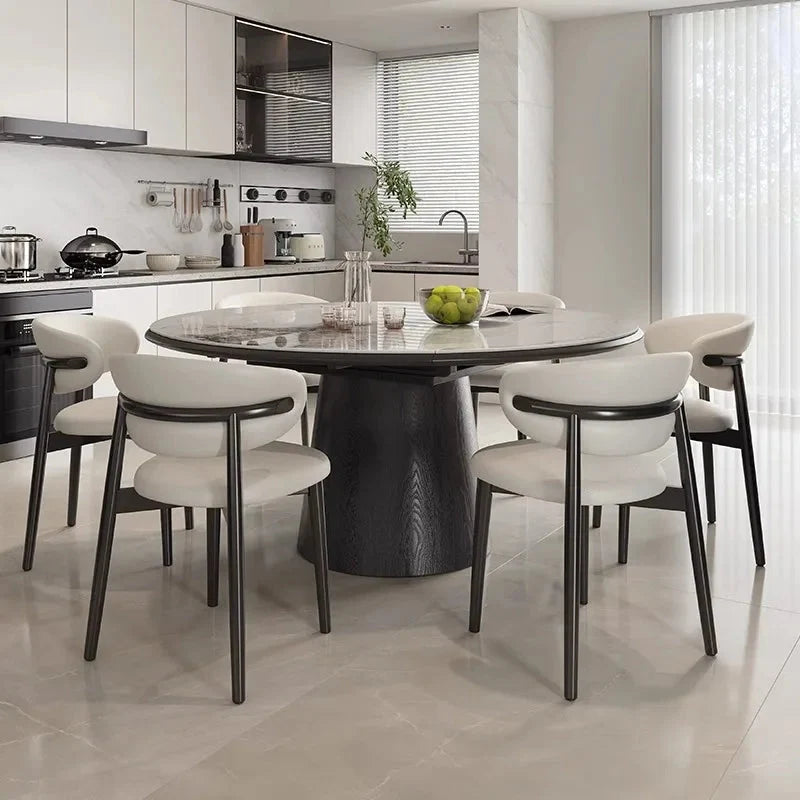 Luxury Modern Extendable Foldable Round Marble Stone Wooden Dining Table Chair Set, 4, 6 8 Seaters Living Room Furniture Designs The Pet & Home Store