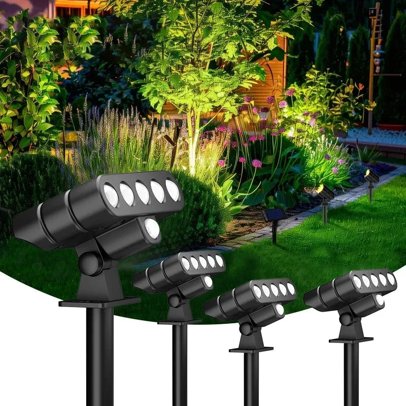 4 PACK Solar Outdoor Spotlights 1200mAh Lawn Flag Lights Landscape LED Ground Lights Walkway Driveway Landscape Camping Li-ion 18650 battery Gardens Trees And Courtyards Pathway Lights Lamp The Pet & Home Store
