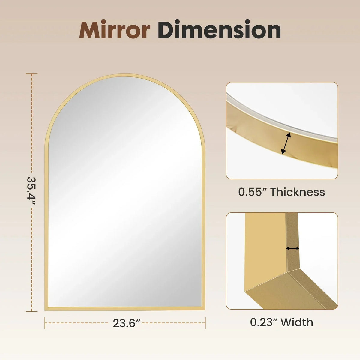 Arched Metal Framed Bathroom Mirrors for Wall  Hanging Mirror Glass Mirror Modern Wall Decor For Bedroom Entryway The Pet & Home Store