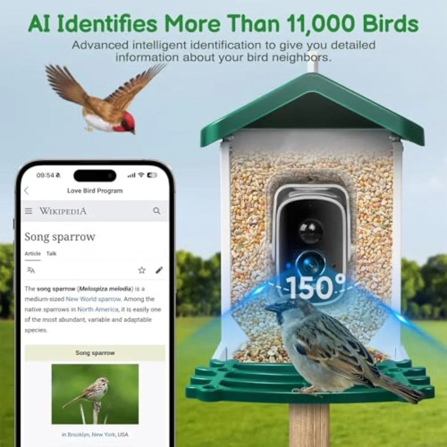 SHXI Smart Bird Feeder With Camera And AI Species Identification