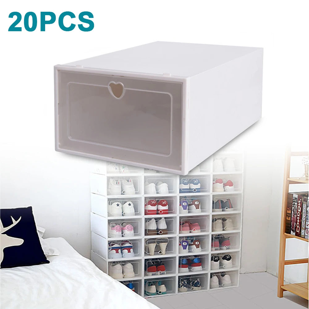 Transparent Stackable Shoe Boxes With Lids Pack Of 20
