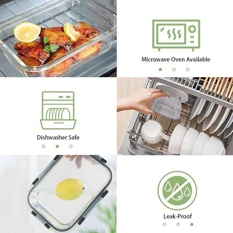 Glass Lunch Box Set 12 Piece Meal Prep Containers Airtight