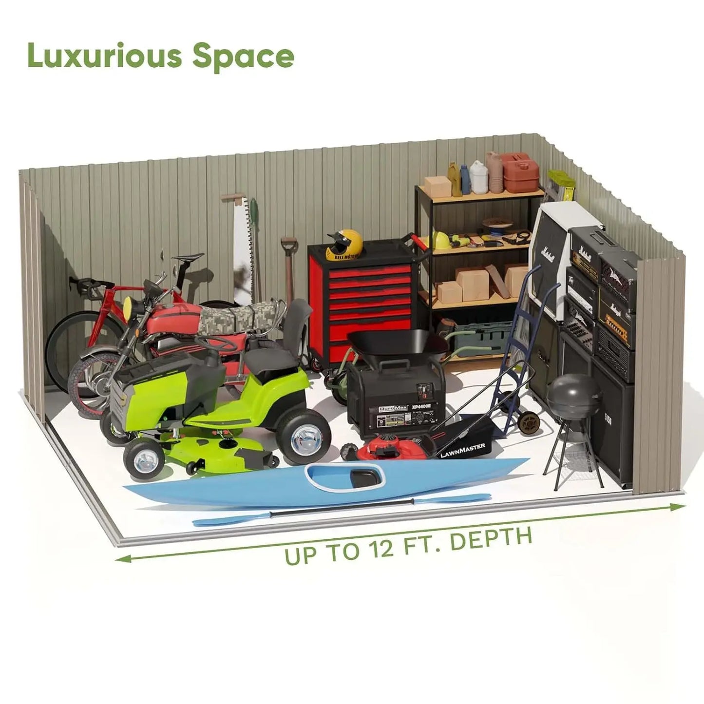 10 x 12 FT Outdoor Storage Shed, Large Metal Shed Storage with Lockable Doors and Steel Frame, Utility Tool Outside, Customized
