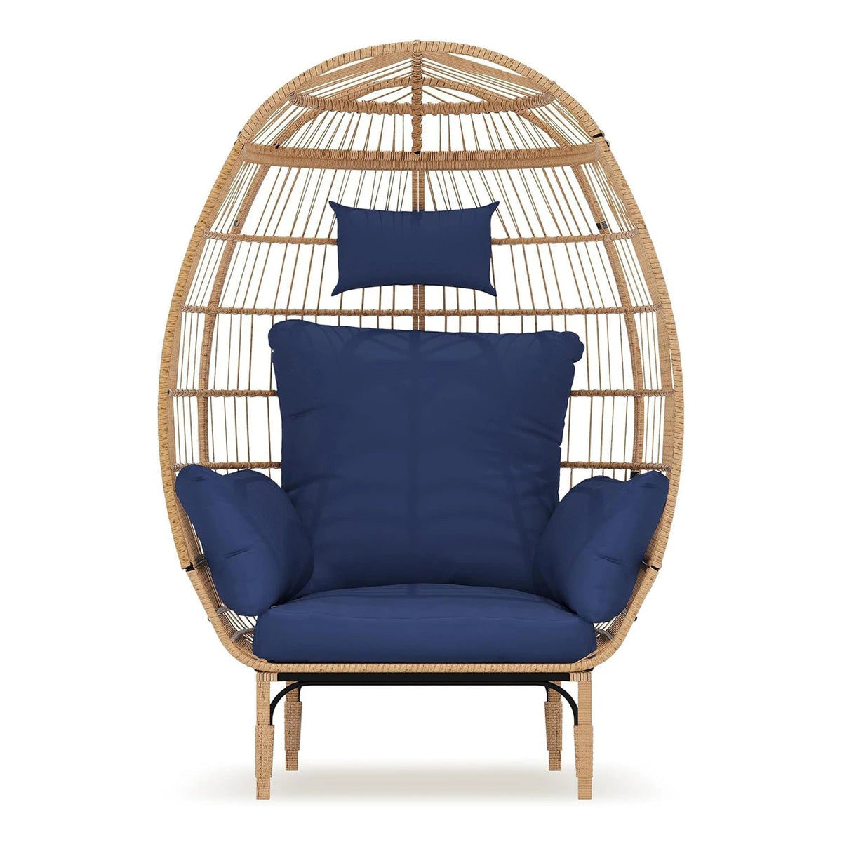 Egg Chair Wicker Outdoor Chair, Patio Chair Lounger Chair with 5 Cushion for Living Room, Bedroom, Patio Backyard Balcony The Pet & Home Store