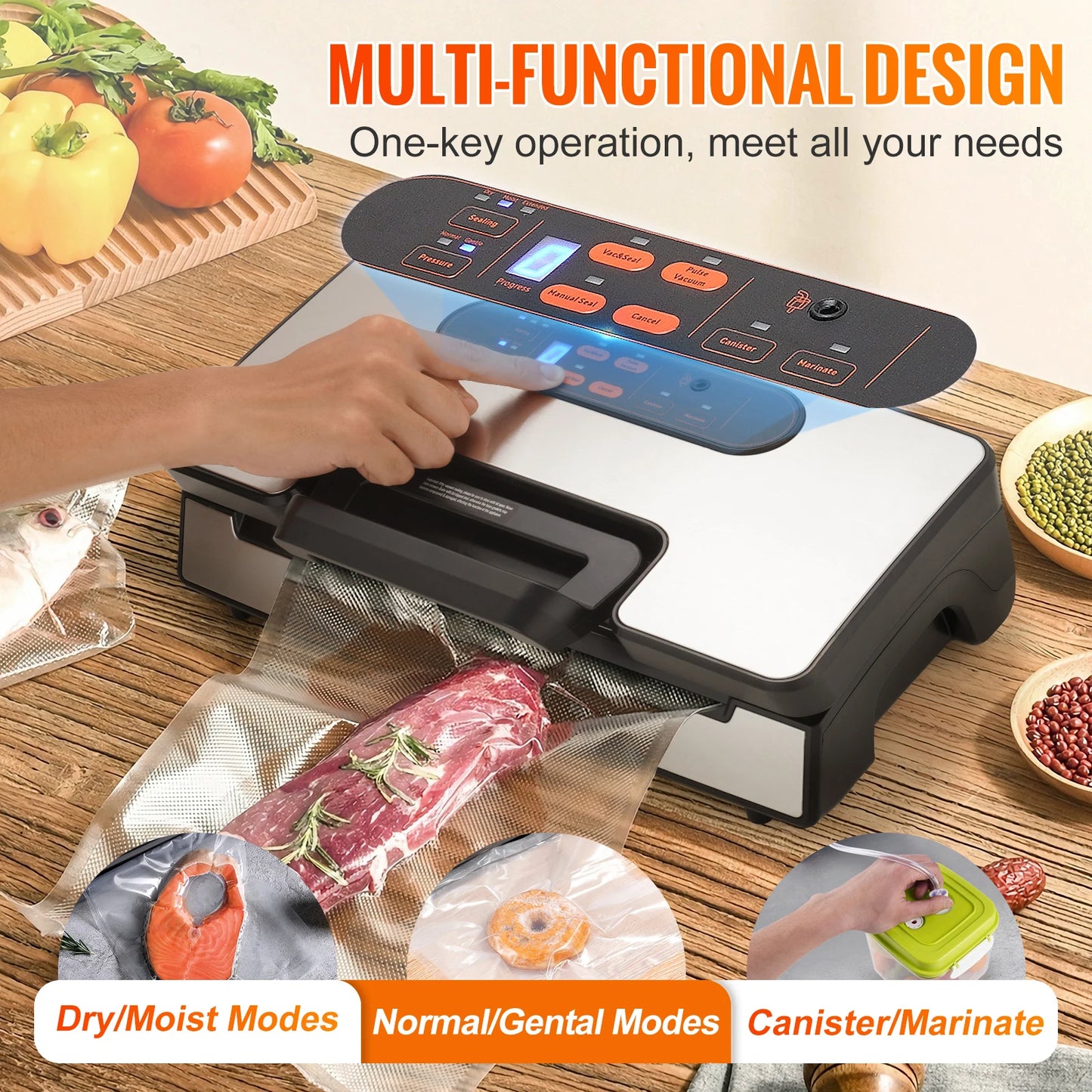 SucceBuy 90Kpa 130W Vacuum Sealer Machine With Free 10pcs Bags
