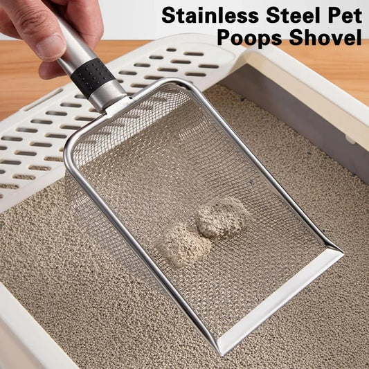 Stainless Steel Cat Litter Scoop Durable Easy Clean Ergonomic Handle