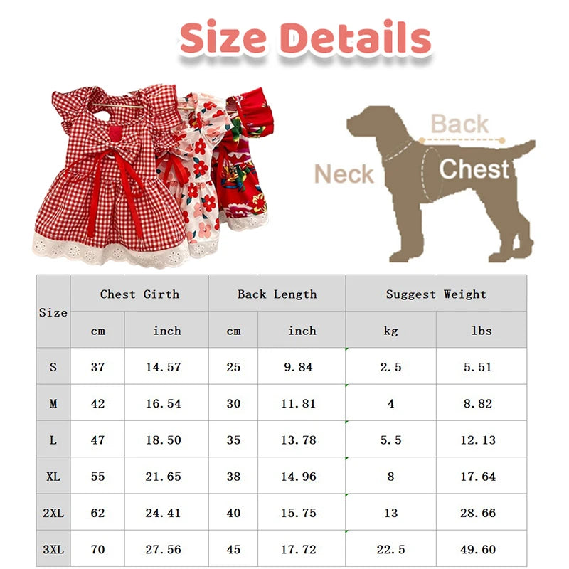 Floral Plaid Summer Pet Dress For Dogs And Cats Deluxe