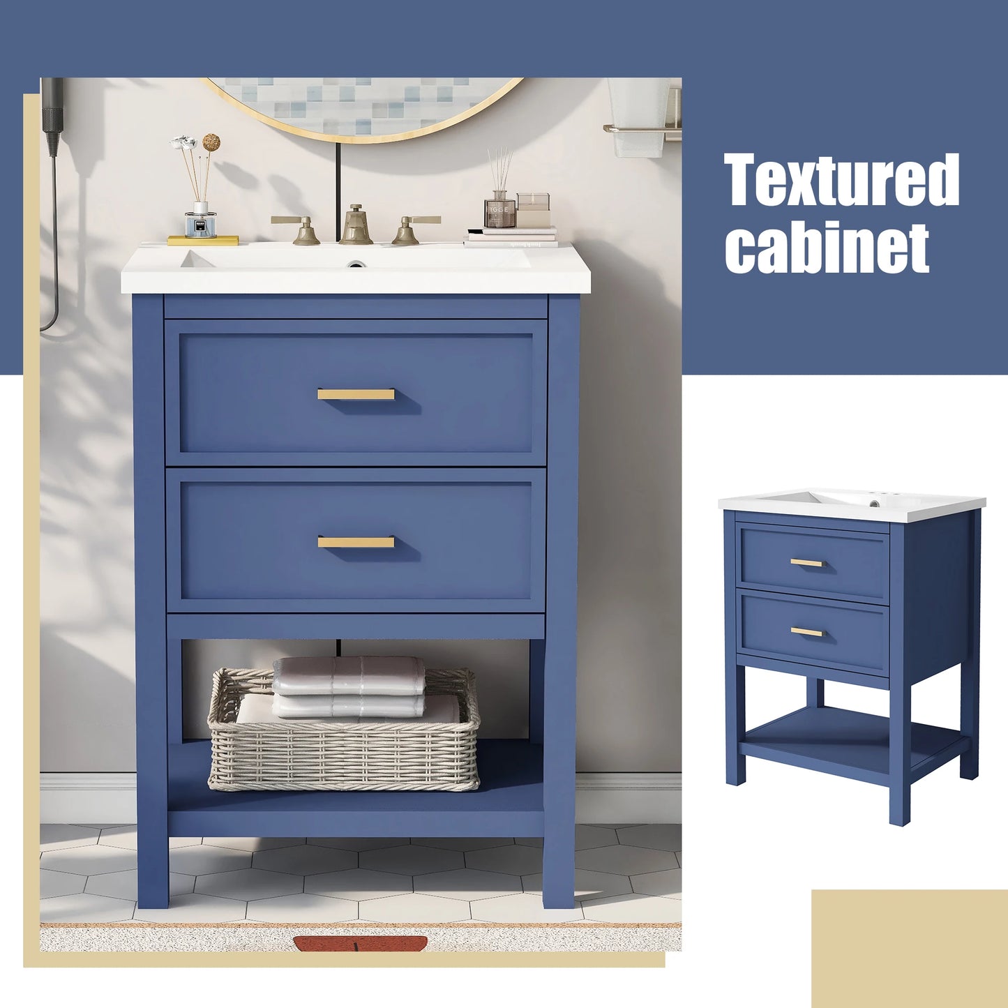 Sh.Kl Bathroom Vanity With Top Sink Free Standing Drawers