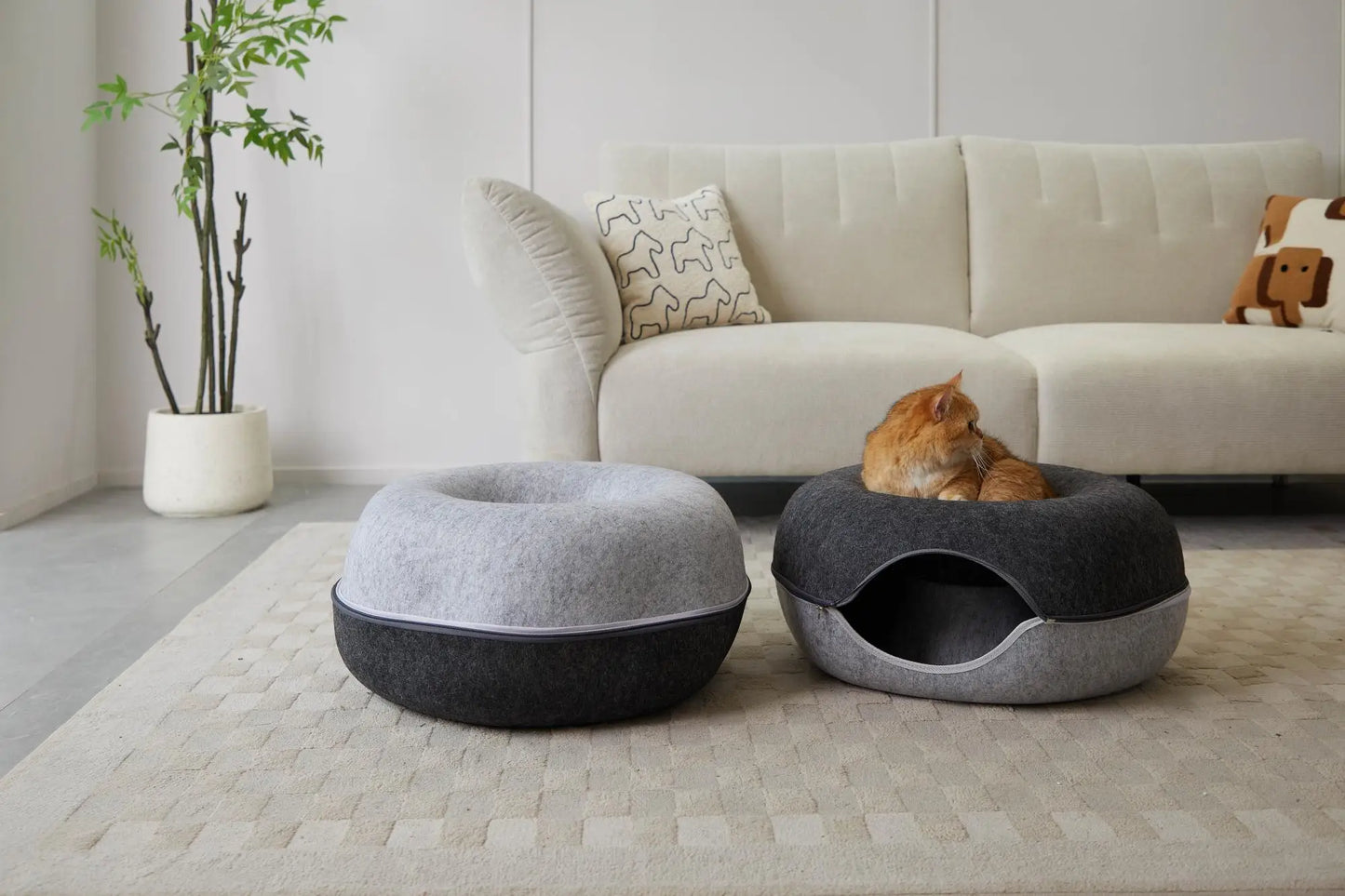 Hexagon Duplex Cat Tunnel Bed Cave For Multiple Cats