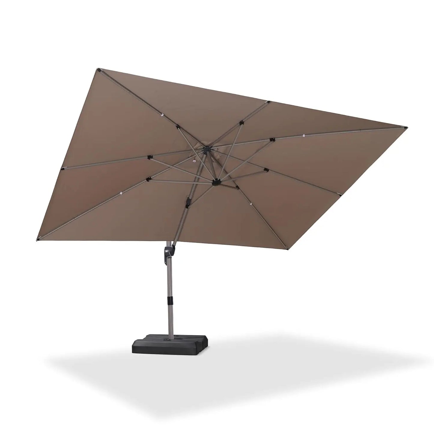 Rectangle Cantilever Umbrella, Aluminum Offset Umbrella with 360° Rotation, Champagne Frame for Pool Deck Garden, 10' X 13' Beig